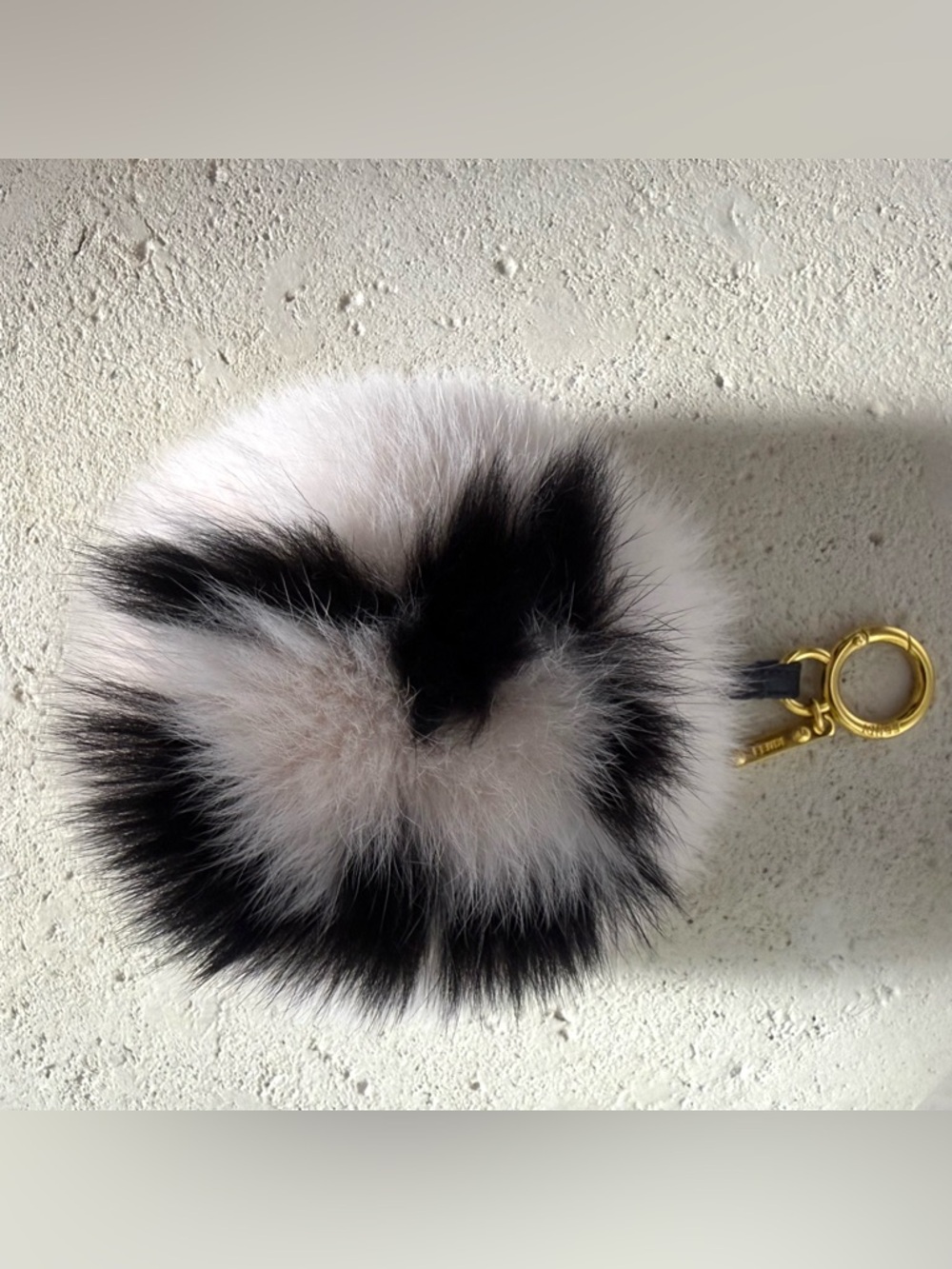 Fendi Black and Cream Fur Pom-Pom Bag Charm | NWOT - Picture 5 of 6